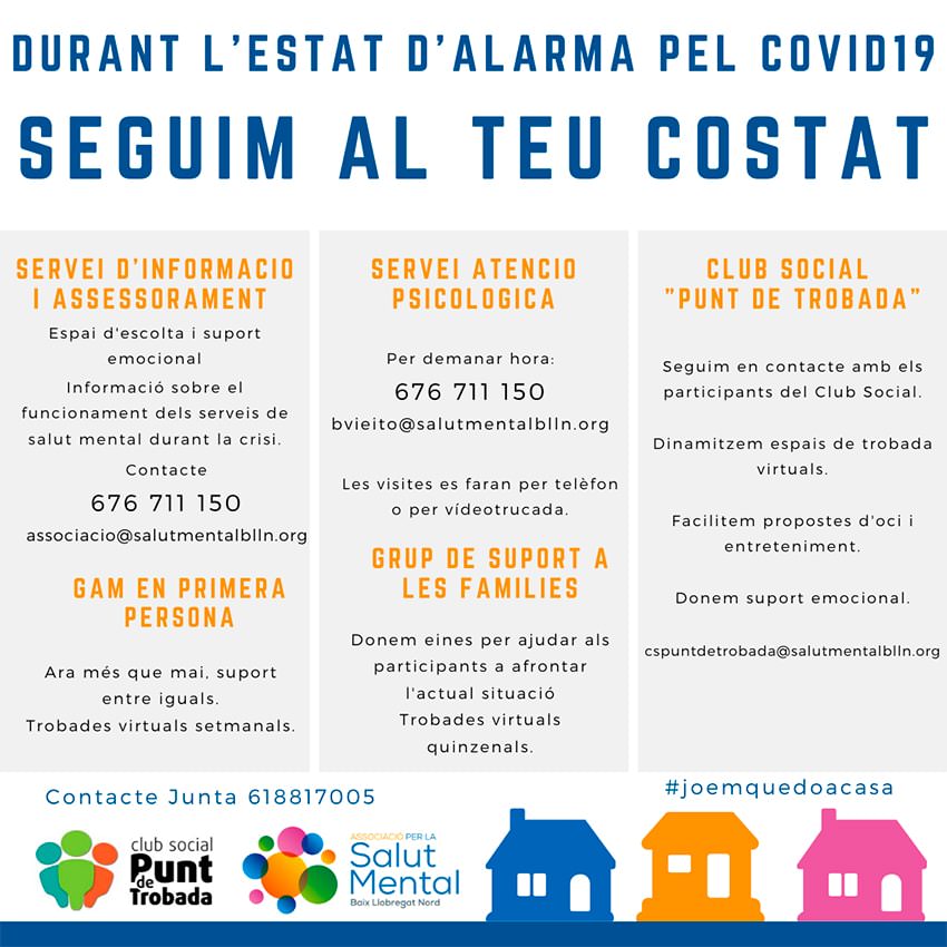 Informació serveis de l'entitat durant l'estat d'alarma