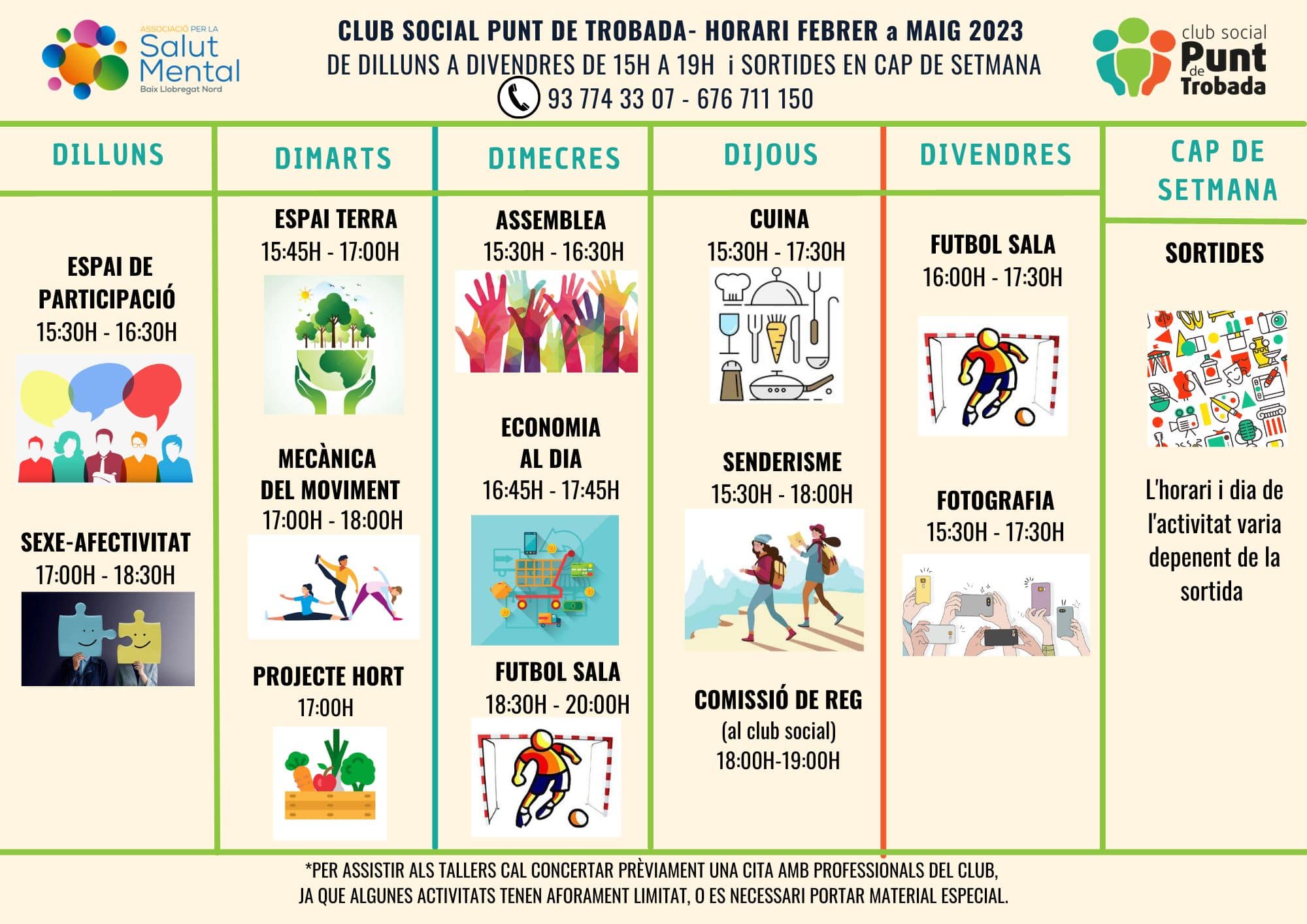Programació del Club Social Punt de Trobada - Febrer/Maig